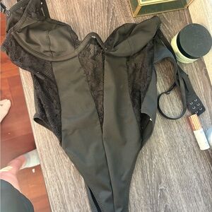 Black Lace Panel bodysuit